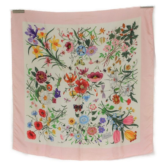Gucci Handbags - Gucci Flora Scarf Silk Pink Green Yellow